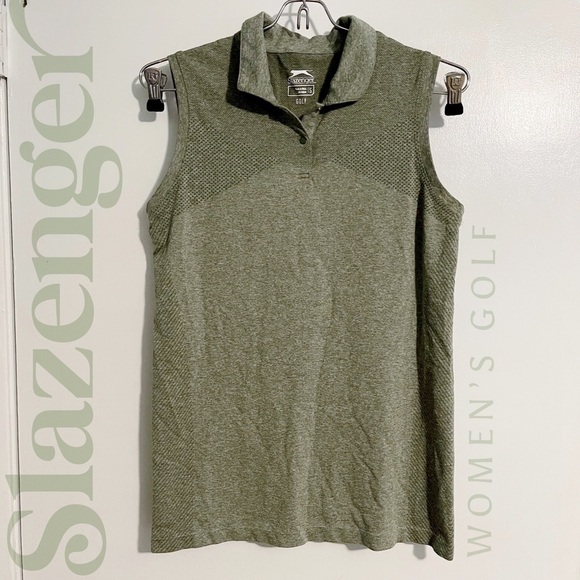 SLAZENGER GOLF Green Collared Sleeveless Lightweight Performance Polo - SMALL - Picture 1 of 9